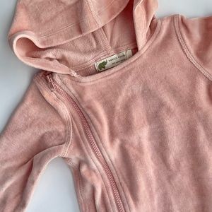 Monica + Andy Moto Zip-Up Pink Velour Romper 6-9M